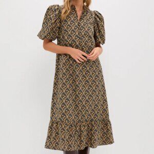 Navy & Tan Floral Mimi Midi Dress Tuckernuck